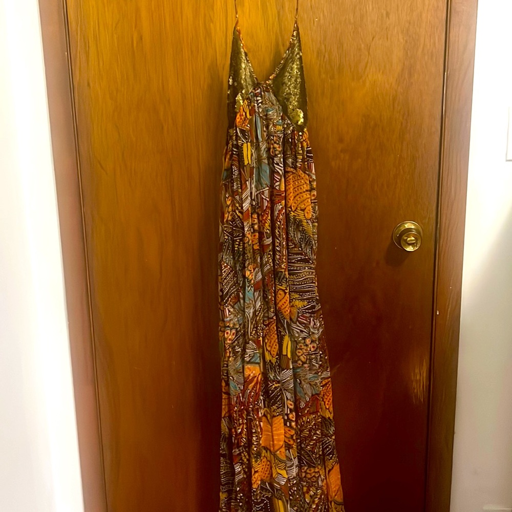 Maxi sequined halter printed dress Brand NEW